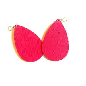 Hot Pink Nickel & Suede Earrings // size M